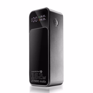 Powerbank 27 000mAh, 1x USB, 2x USB-C, 162,5W, QC4+, flashlight, LCD screen, black