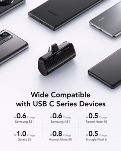 Внешний аккумулятор Veger PlugOn (W0558) PD QC3.0 3A 20W 5000 mAh со встроенным коннектором Type C чёрный