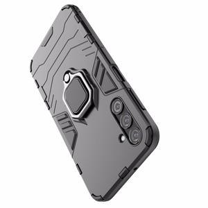 Viedtālruņa apvalks Ring Armor Samsung Galaxy A24 4G ar magnētisko turētāju un gredzenu - melns