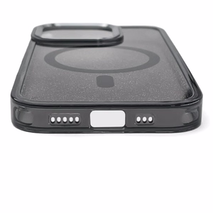 Spīdīgs vāciņš ar mirdzumiem priekš Samsung Galaxy S26 Ultra, saderīgs ar MagSafe - melns