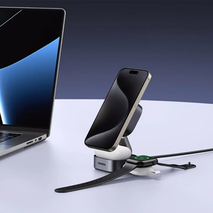 Ugreen W702 3in1 indukcijas lādētājs ar MagSafe / Qi2 un USB-C telefonam / austiņām melns