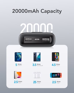 Portatīvais lādētājs VEGER 20000 mAh PD QC3.0 2A 20W L20S (VP2039PD / W2039PD) melns