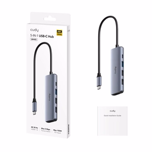 CUDY UH405 5-IN-1 USB-C centrmezgls ar HDMI 4K