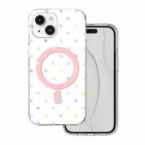 Bubble Dots Mag maciņš, paredzēts iphone 15 6,1", balts