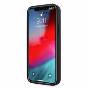 BMW Ādas perforēts viedtālruņa apvalks iPhone 12 Pro Max - melns