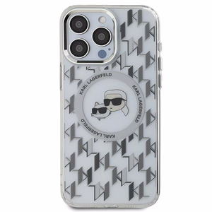 Karl Lagerfeld IML Monogramma Karl & Choupette Galva Magnētiskais Viedtālruņa apvalks iPhone 15 Pro - caurspīdīgs