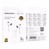 Borofone austiņas BM100 Max Fuente ar mikrofonu Type C (DAC) baltas