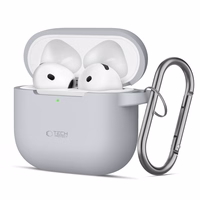 Tech-Protect silikona apvalks ar āķi AirPods 4 - pelēks