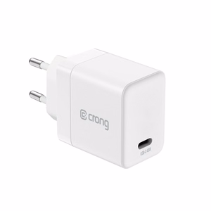 Crong Ultra Compact GaN USB-C sienas lādētājs, 45 W PD 3.0, PPS, balts