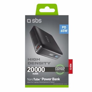 SBS HD 65W 20000mAh USB-C внешний аккумулятор с LCD дисплеем - черный