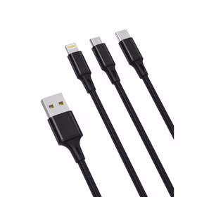 XO kabelis NB173 3in1 USB - Lightning + USB-C + microUSB 1,2 m 2,4A melns