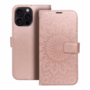 MEZZO grāmatas apvalks IPHONE 16 Pro Max mandala rozā zelts