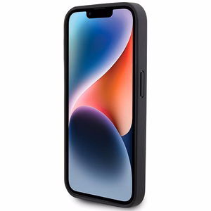 BMW ādas stepēts viedtālruņa apvalks iPhone 15 Pro Max - melns