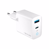 Forever TC-06-20AC PD QC lādētājs 1x USB-C 1x USB 20W balts