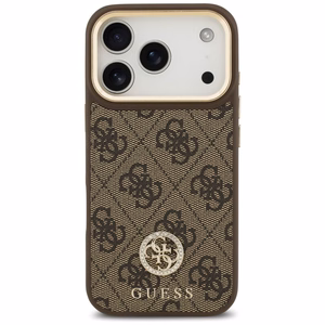 Guess чехол для iPhone 17 Pro совместимый с MagSafe GUHMP17LP4GRMDEW (PU W/ 4G Strass Logo) коричневый