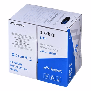 Lanberg UTP kabelis ar CCA vadu, 1 Gb/s, 305 m – zils