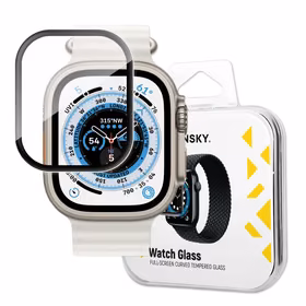 Wozinsky Full Glue Tempered Glass rūdītais stikls Apple Watch 49mm 9H pilnekrāna ar melnu rāmi