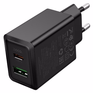 Lādētājs Hoco N71 30W GaN USB-C/USB-A melns