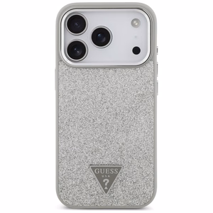 Guess Spīdīgs Trijstūra Logotips Magnētiskais viedtālruņa apvalks iPhone 17 Pro - sudraba