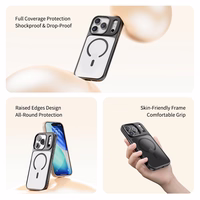 Rock Guard sērijas magnētiskais viedtālruņa apvalks Iphone 17 Pro Max caurspīdīgs-melns