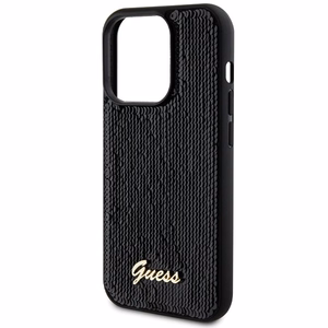 Guess Sequin Script Metal viedtālruņa apvalks iPhone 13 Pro Max - melns