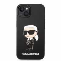 Karl Lagerfeld KLHMP14MSNIKBCK iPhone 14 Plus 6.7" melns silikona viedtālruņa apvalks Ikonik, magnētiskais (MagSafe)