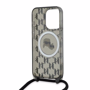Karl Lagerfeld IML Crossbody Monogram Karl & Choupette Head Magnētiskais viedtālruņa apvalks iPhone 15 Pro - melns