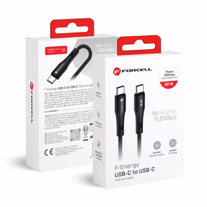 Cable USB C to USB C Forcell F-Energy QC4.0 PD 3A 60W Silicone 1 m C344 black