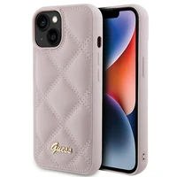 Guess Quilted Metal Logo viedtālruņa apvalks iPhone 15 - rozā