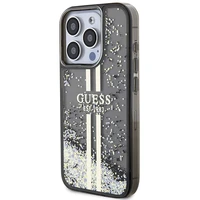 Guess Liquid Glitter Gold Stripes apvalks iPhone 15 Pro Max - melns