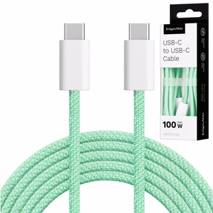 Krüger&Matz Basic USB-C–USB-C kabelis, 100 W, 1,5 m, zaļš