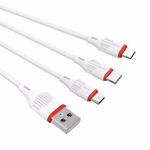 USB cable Borofone BX17 3in1 microUSB-Lightning-Type-C white