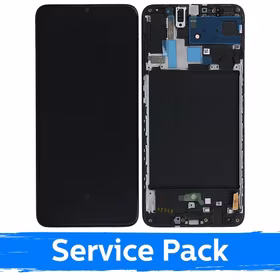 LCD Displejs Saderīgs ar Samsung A705 A70 Melns Ar Frame (Service Pack)