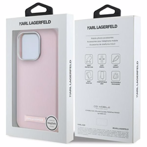 Karl Lagerfeld FW Metal Plate magnētiskais viedtālruņa apvalks iPhone 15 Pro - rozā
