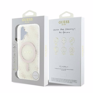 Guess IML 4G Fons Magnētiskais viedtālruņa apvalks iPhone 16 Plus - balts