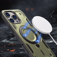 Hybrid Armor Trendy viedtālruņa apvalks ar MagSafe iPhone 16 Pro - zaļš