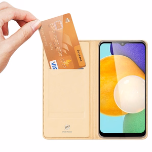 Dux Ducis Skin Pro grāmatas tipa apvalks Samsung Galaxy A03s zelta krāsas
