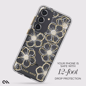 Case-Mate Floral Gems vāciņš ierīcei Samsung Galaxy S24, zelta krāsā