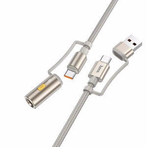Kabelis All-in-one USB A / USB C uz USB C / Auto piepīpētājs Hoco 3A 60W 1,2 m U138 pelēks