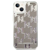 Karl Lagerfeld KLHCP14SLMNMS iPhone 14 6.1 "cietais viedtālruņa apvalks sudraba / sudraba šķidrais mirdzums Monogram