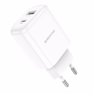Borofone Wall charger BN4 Potential - USB + Type C - QC 3.0 PD 2.0 20W white