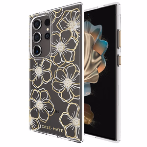Case-Mate Floral Gems vāciņš ierīcei Samsung Galaxy S24 Ultra, zelta krāsā