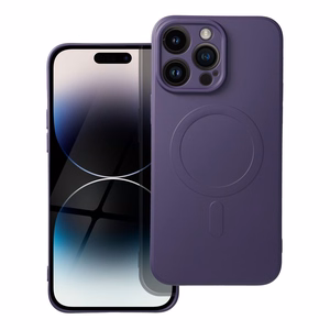 Silikonais Magnētiskais apvalks saderīgs ar MagSafe IPHONE 14 Pro Max tumši violets