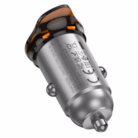 Automobiļa lādētājs Hoco USB A + USB C QC3.0 PD 3A 43W + kabelis USB C uz Lightning NZ16A metāla pelēks