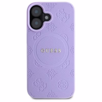 Guess Saffiano Peony Classic Logo Magnētiskais viedtālruņa apvalks iPhone 16 Plus - violets