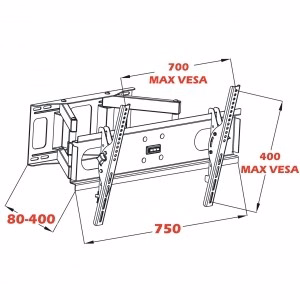 Turētājs 14–42" LCD/LED televizoram 35 kg ART AR-44