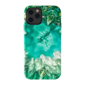Kingxbar Agate Series viedtālruņa apvalks dekorēts ar spausdētu agat raštu iPhone 12 mini zaļš