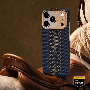 Zils Benks Magnetic Armor Air Knight kevlara vāciņš ar metāla rāmi (C.K.FL.AP.GD.C072), paredzēts iPhone 18 Pro / iPhone 17 Pro