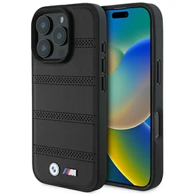 BMW M perforētā un sašūtā līnija Magnētiskais apvalks iPhone 16 Pro - melns