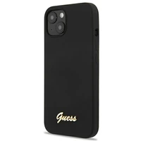 Guess GUHMP13MLSLMGBK viedtālruņa apvalks iPhone 13 6.1" melns cietais silikona ar zelta logotipu MagSafe